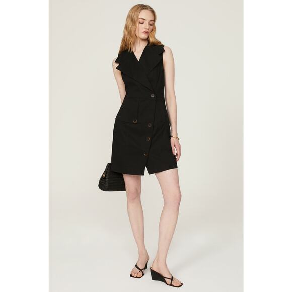 RTR Toccin x RTR Sz 12 Black Trench Blazer Asymmetric Wrap Mini Dress - Picture 1 of 9